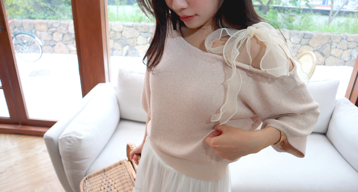 < M A D E > Fig Sparkling Tea Knitted Top