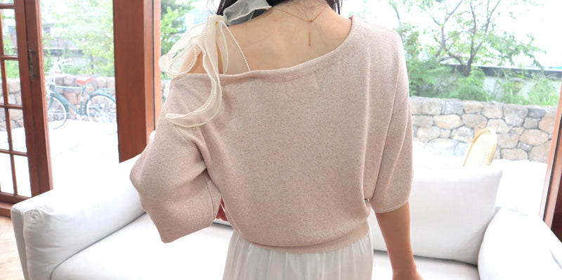 < M A D E > Fig Sparkling Tea Knitted Top