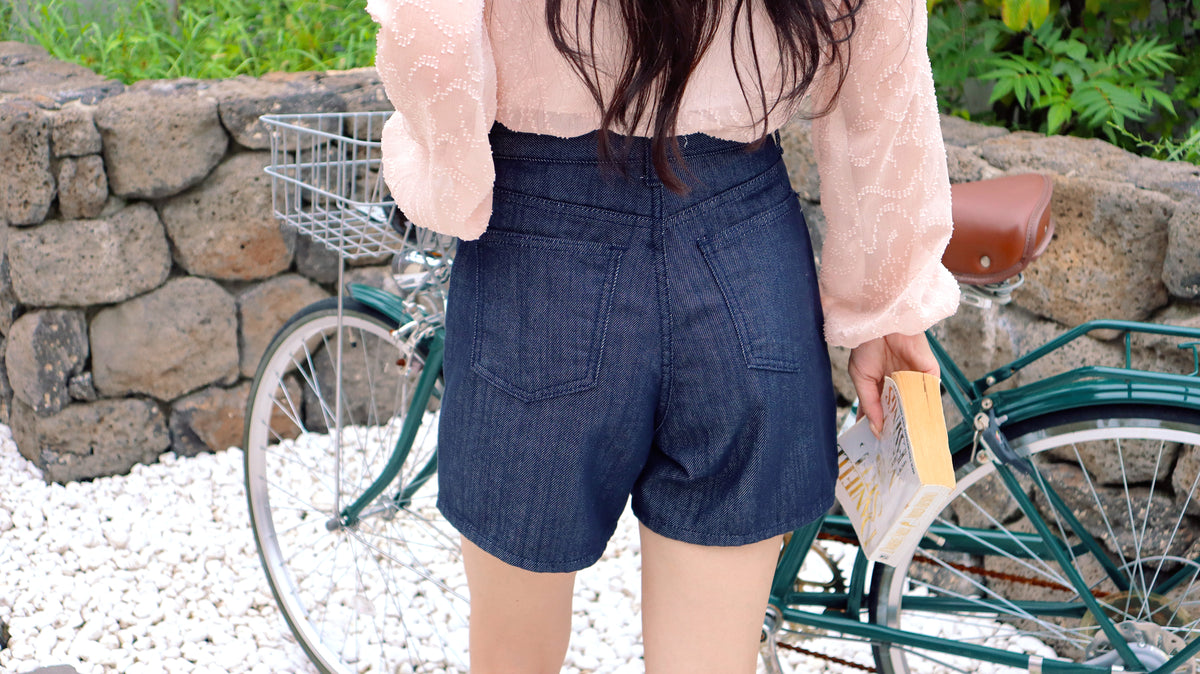 So Classy Navy Denim Shorts