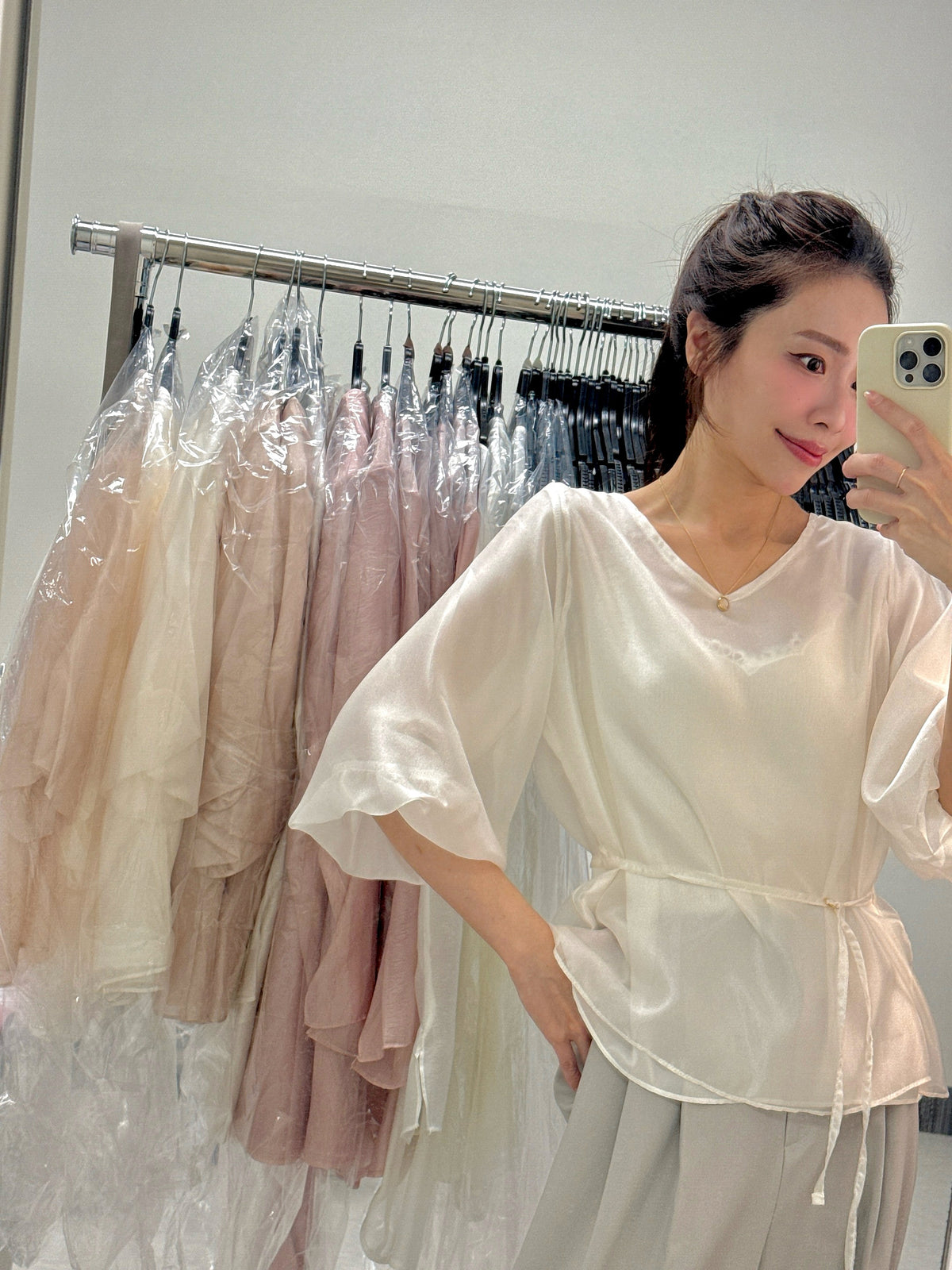 < M A D E > Breezing Organza Sheer Blouse