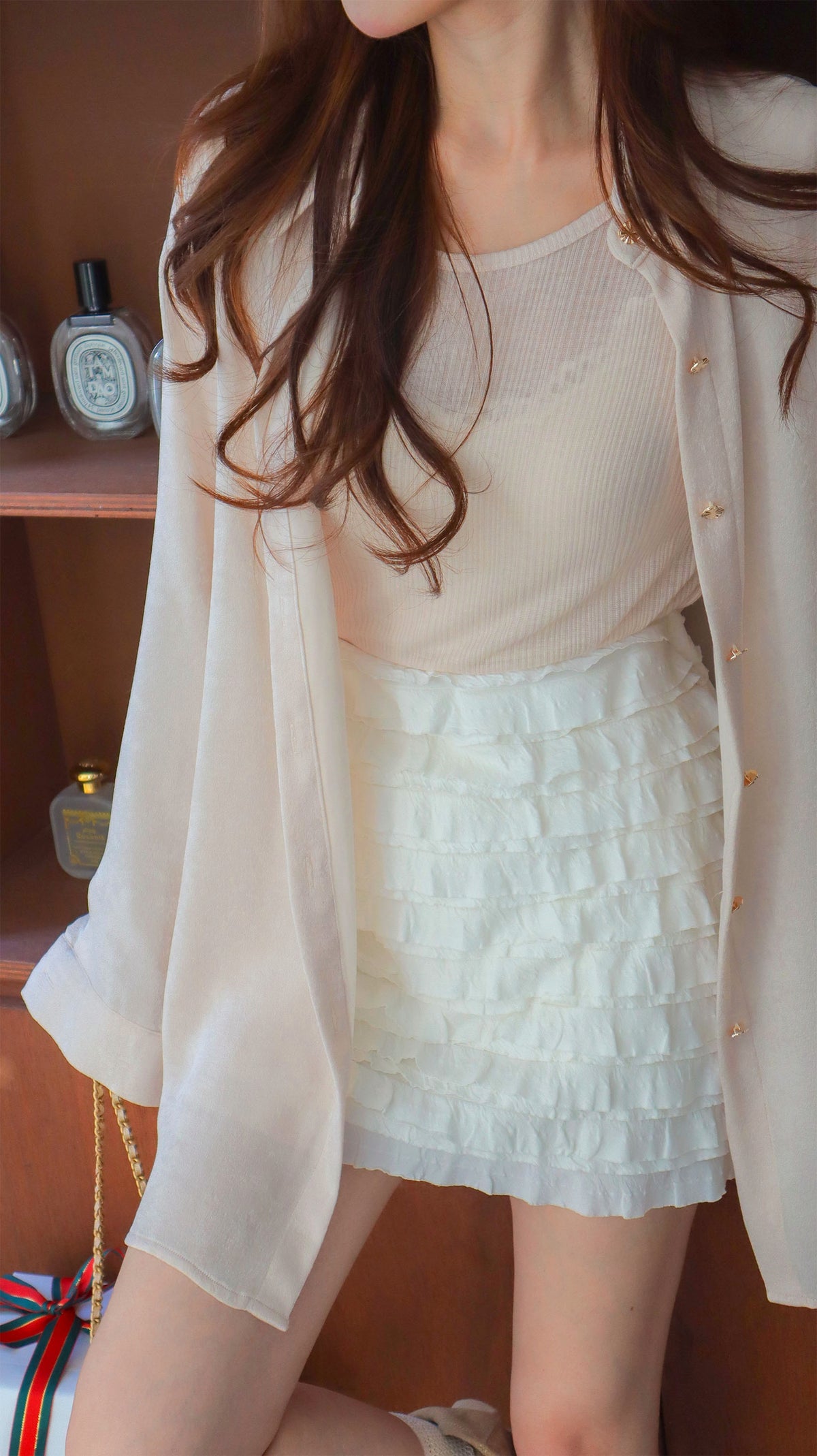 Whipped Vanila Crepe Mini Skirt