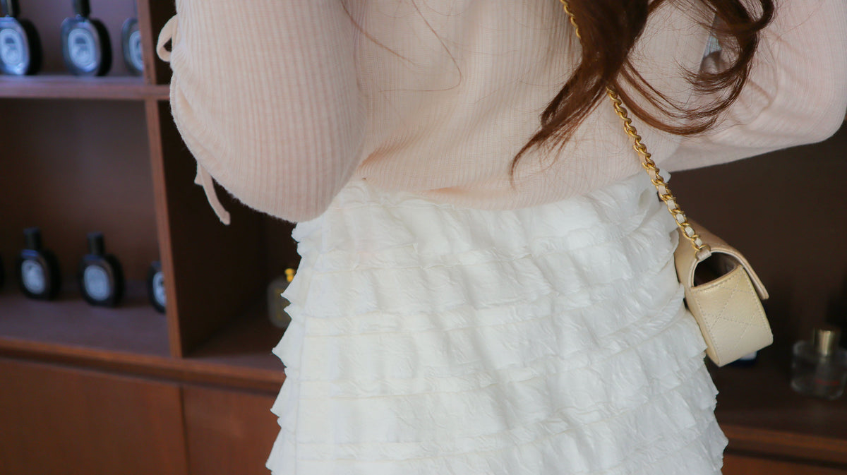 Whipped Vanila Crepe Mini Skirt