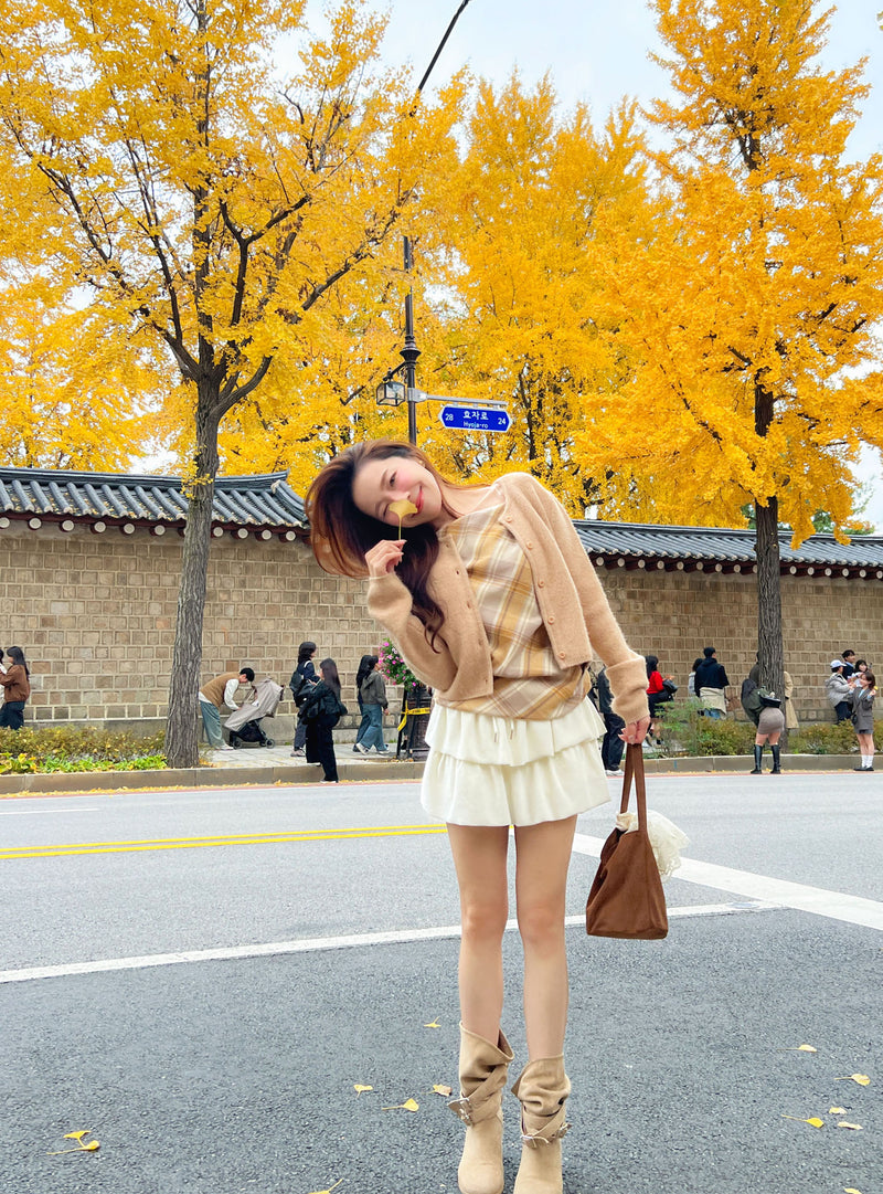 Vanilla Cloud Velvet Mini Skirt