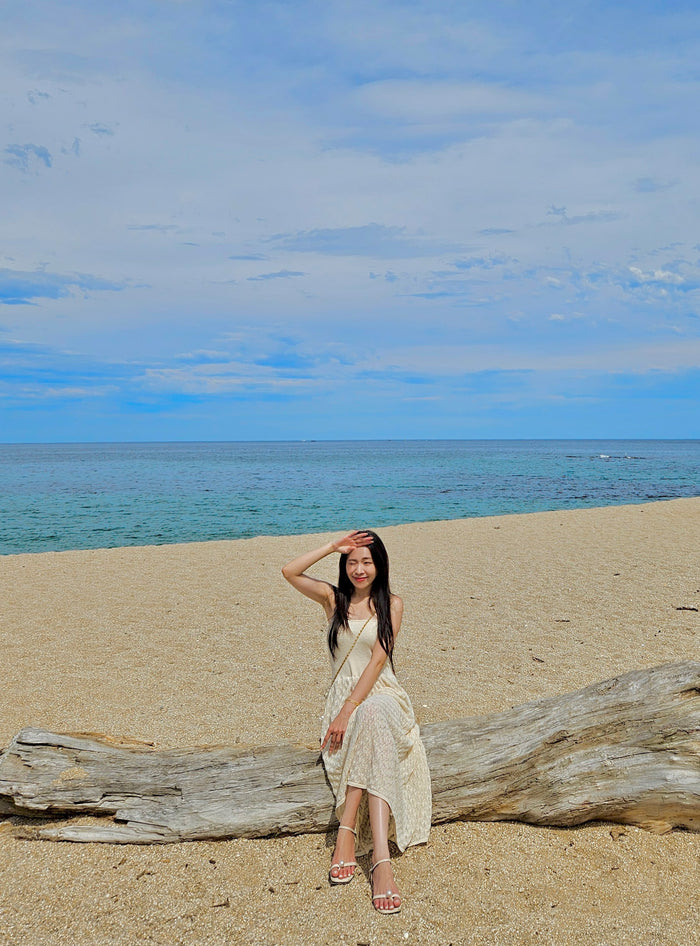 Balmy Toast Crochet Dress