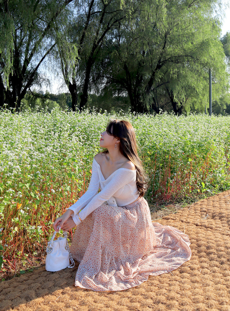 Orange Flowers Layers Skirt