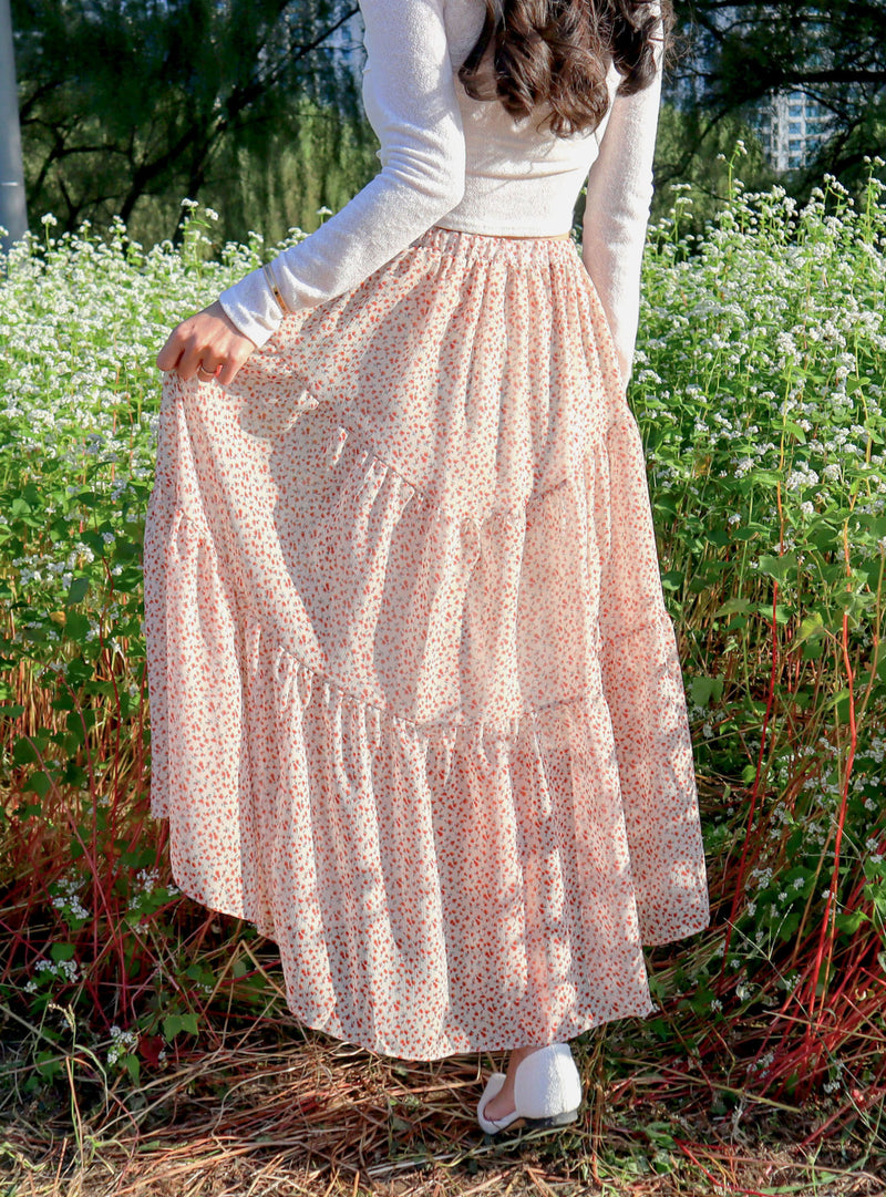 Orange Flowers Layers Skirt