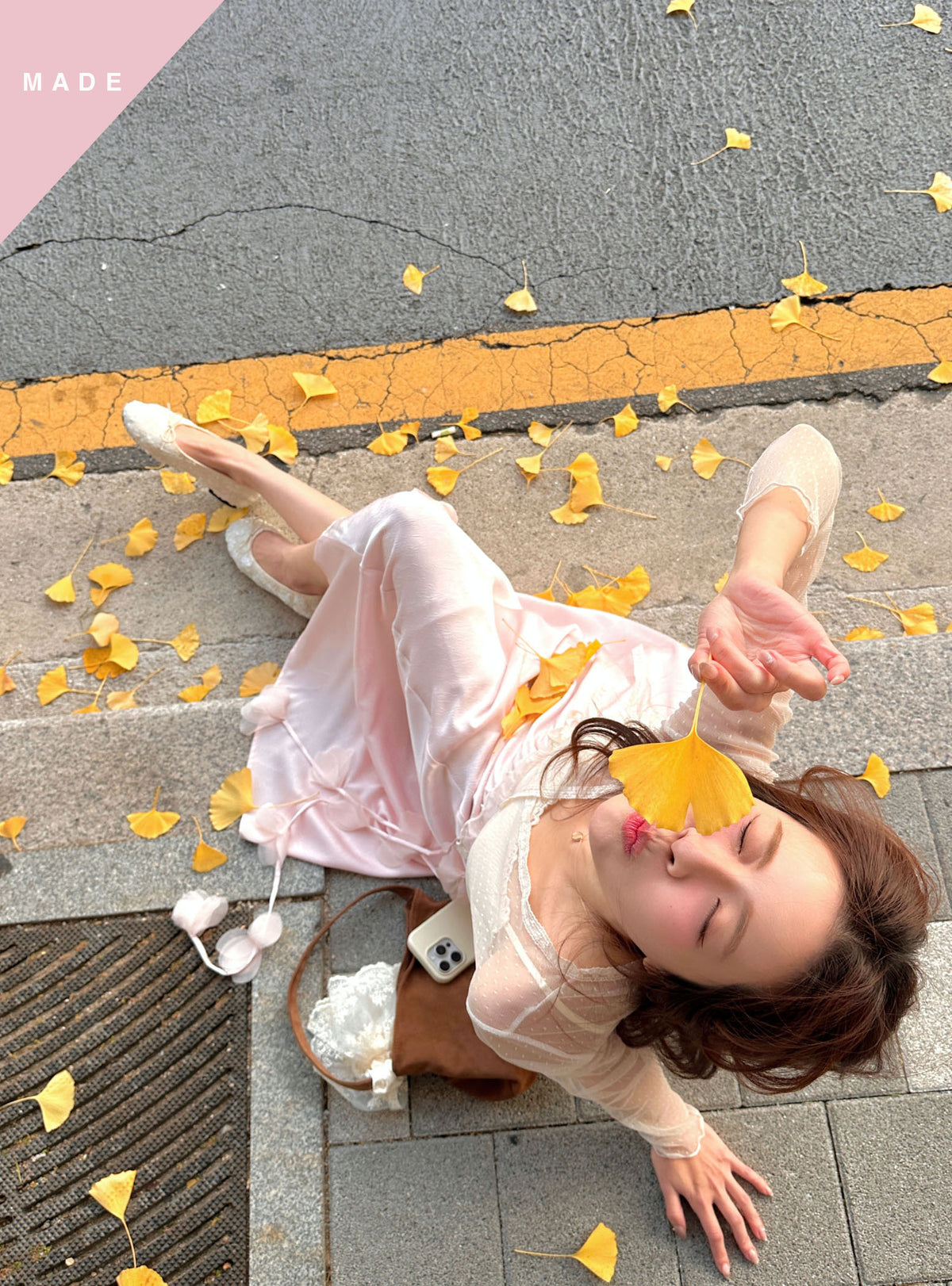 < M A D E > Petals Rain Satin Skirt