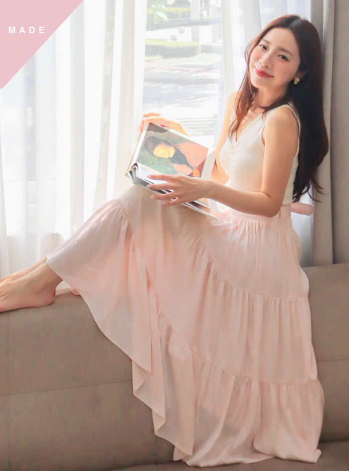 < M A D E > Lacquered Silky Long Skirt