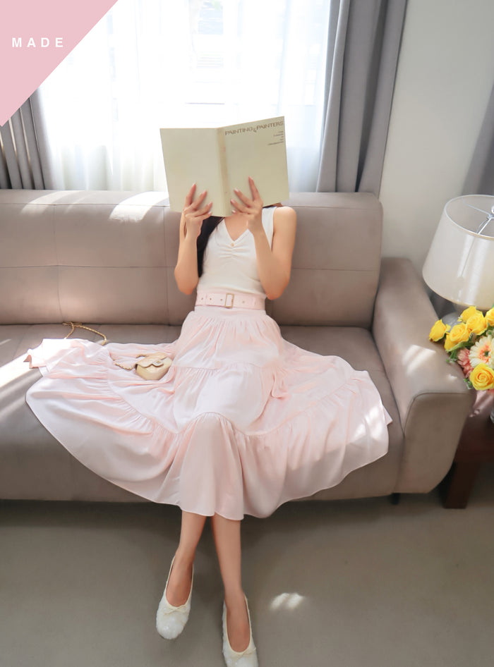 < M A D E > Lacquered Silky Long Skirt