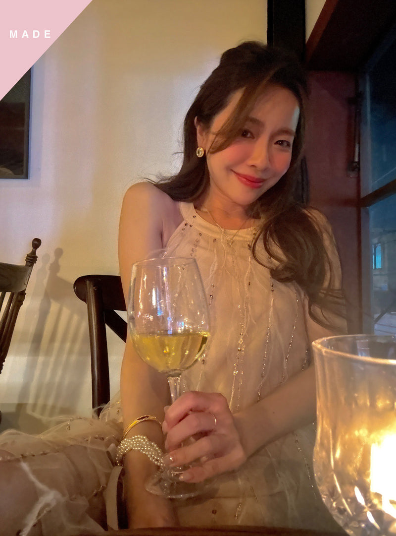 < M A D E > Rose Feather Cocktail Dress