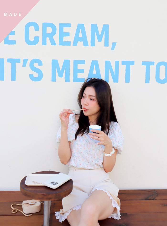 < M A D E > Pastel Cream Bubble Blouse