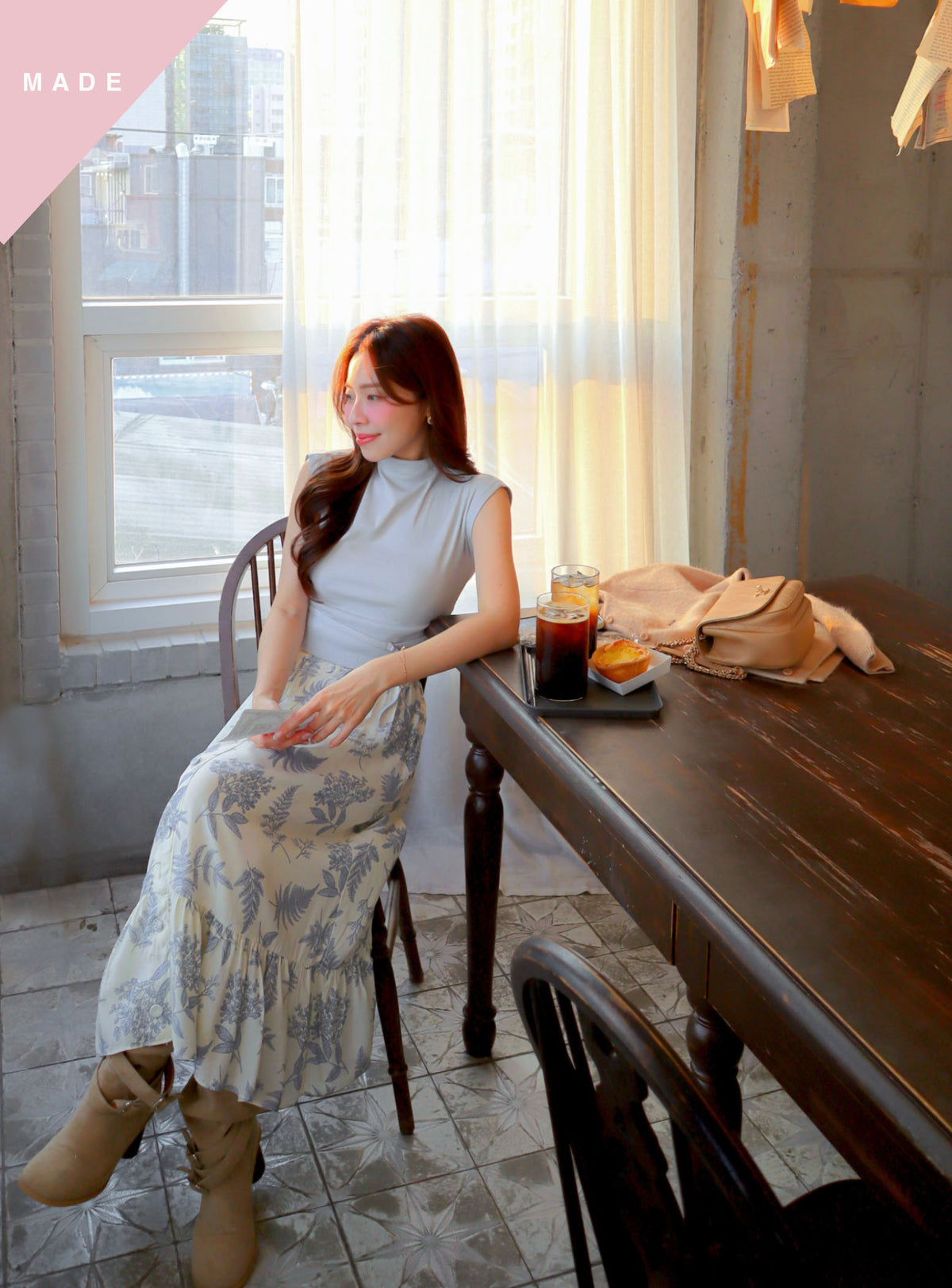 < M A D E > Botanica Sketch Long Skirt