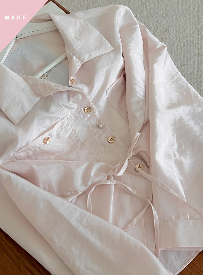 < M A D E > Velair Satin Blouse Jacket