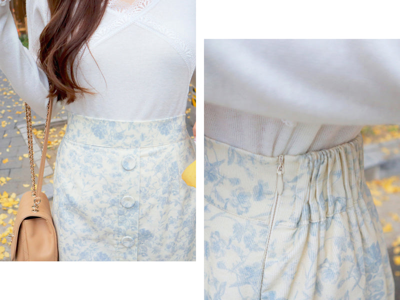 < M A D E > Blue Porcelain Long Skirt