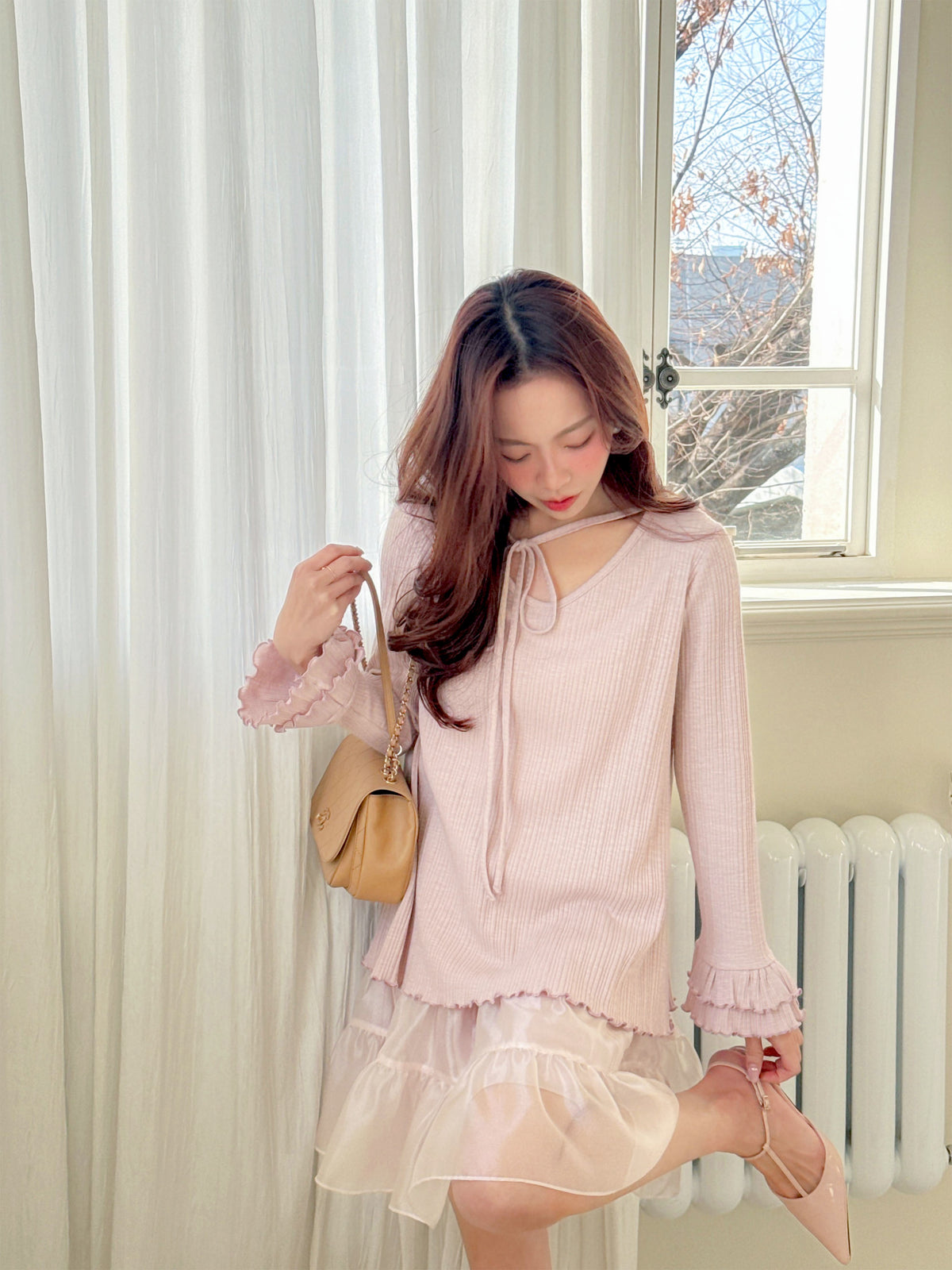 < M A D E > Unmelted Ribbed Midi Top