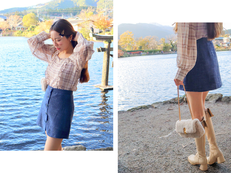 Indigo Button Up Mini Skirt